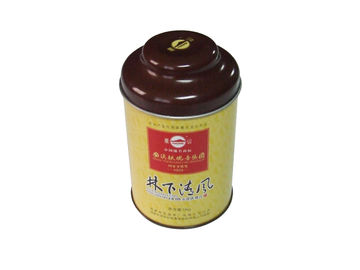 China Custom Tin Tea Canisters With Special Lid And Yellow Body,Plain Color Inside supplier